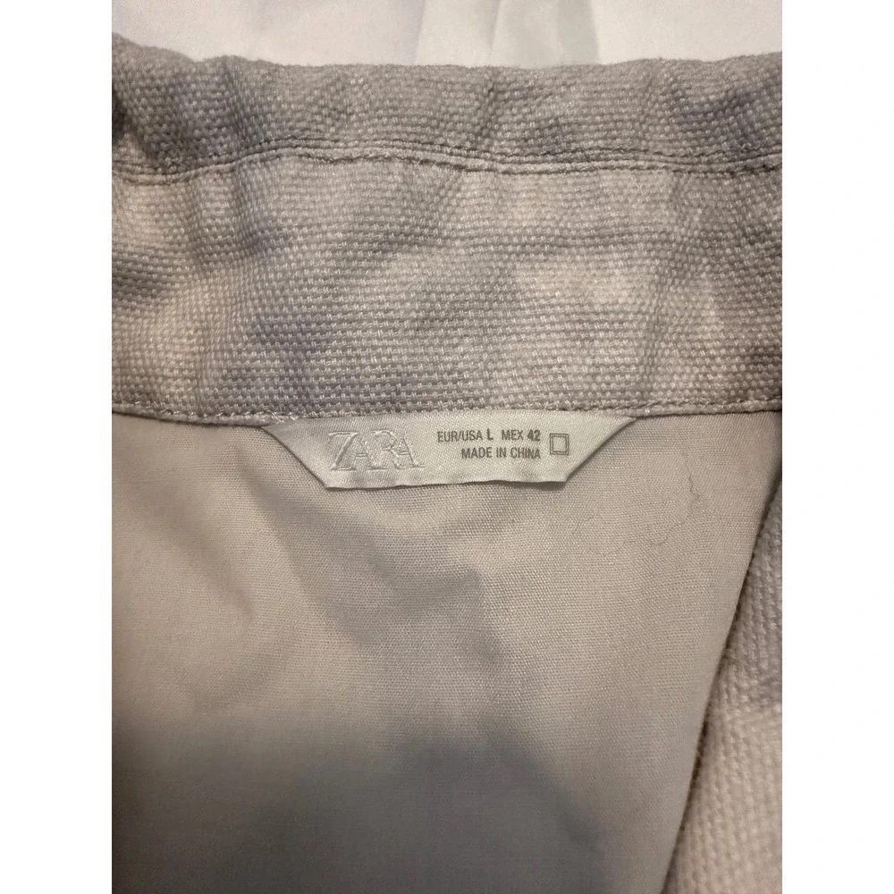 Zara Man Grey Tie Dye Acid Wash Full Zip Canvas Jacket L 3918/406/805